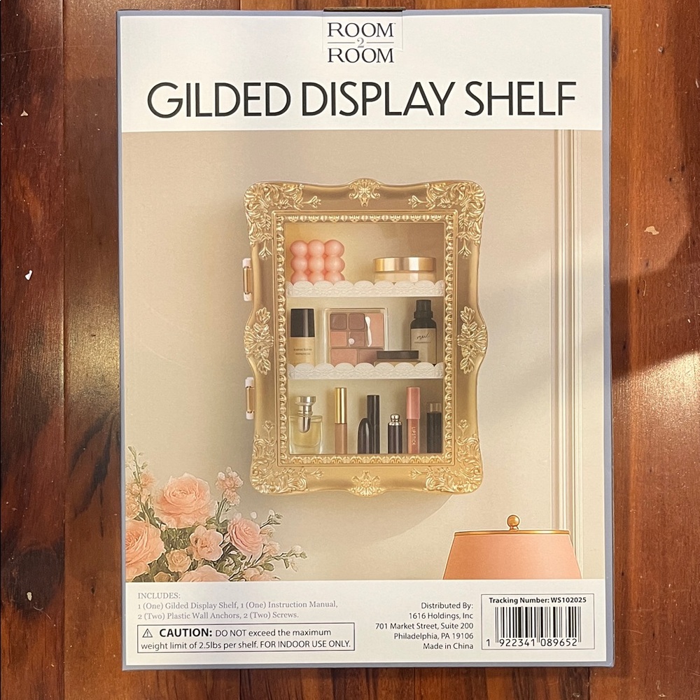 Five Below Room 2 Room Gilded Display Shelf - Gold NEW